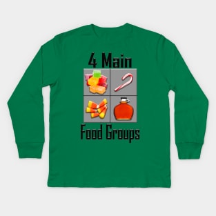 4 Main Food Groups - Elf Buddy Christmas Movie Kids Long Sleeve T-Shirt